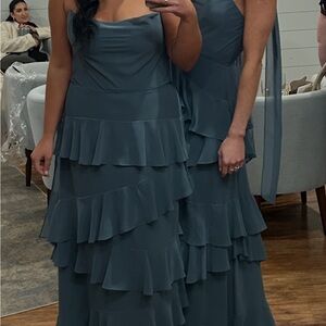 Elegant Blue Tiered Women Dress